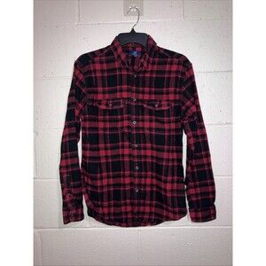 George Women's Flannel red black plaid shirt Size Medium (38 - 40) button-down